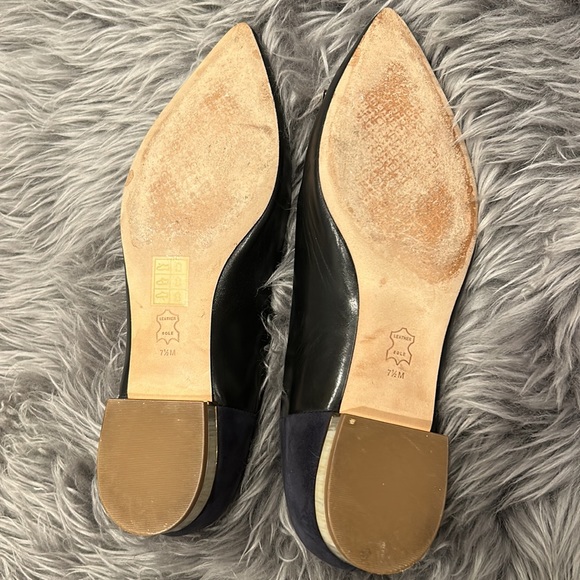 Tory Burch Black and Navy Flats with Gold Accent - Picture 4 of 7